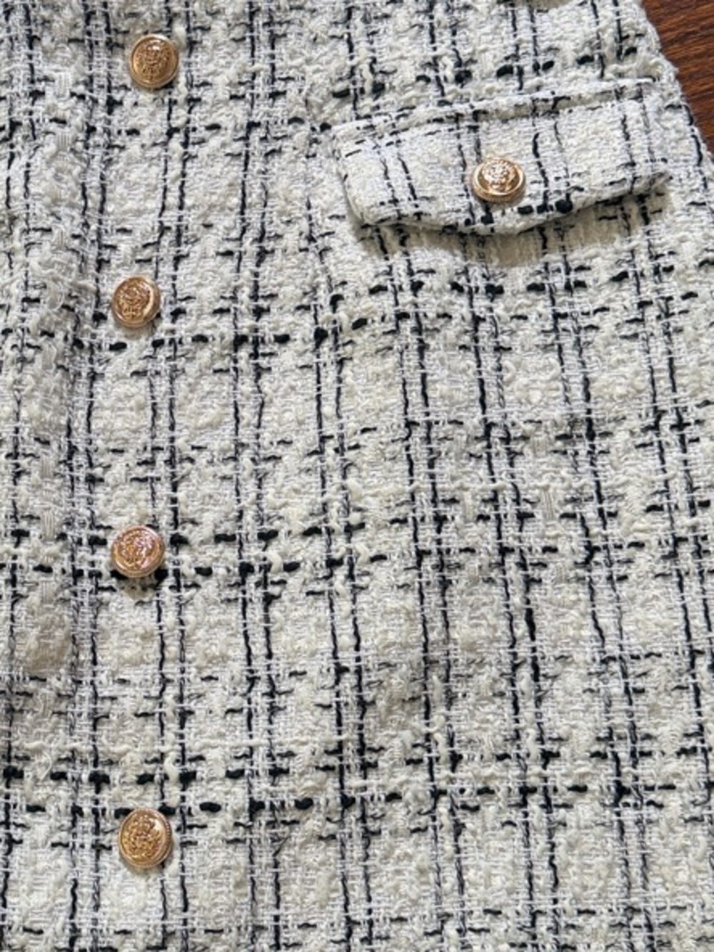 Womens Cream Tweed Button-Front Mini Skirt